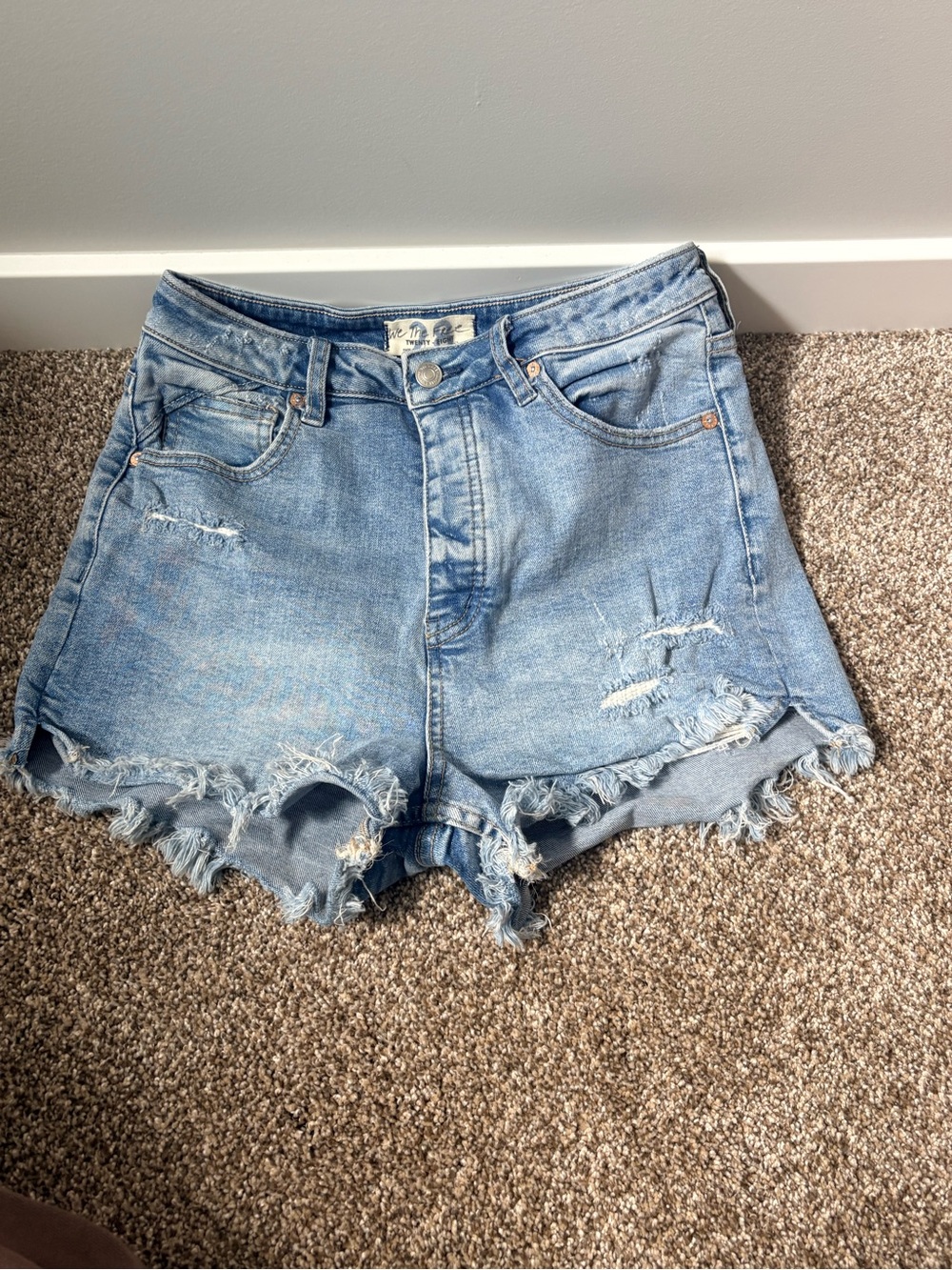 We the Free - high rise button fly Distressed Shorts